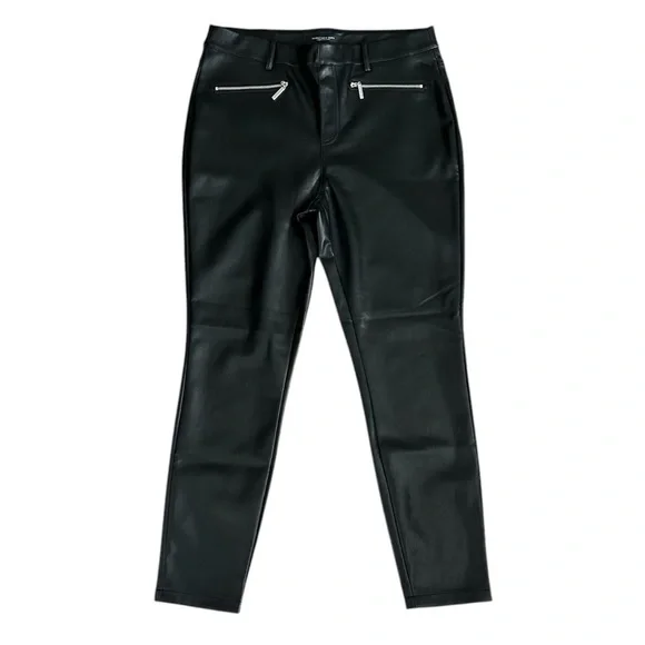 NWT Marc New York Fleece Lined High Waisted Faux Leather Pants Black Size M - Picture 1 of 10